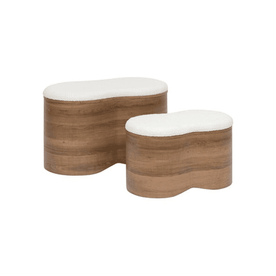 Opbergkoffer Loe Hout En Witte Boucléstof Large