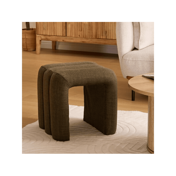 Poef Sisco B43xd42xh44cm Kaki-groene Stof