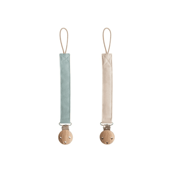 Mushie Fopspeenkoord Linnen 2-pack Sea Mist/shifting Sand