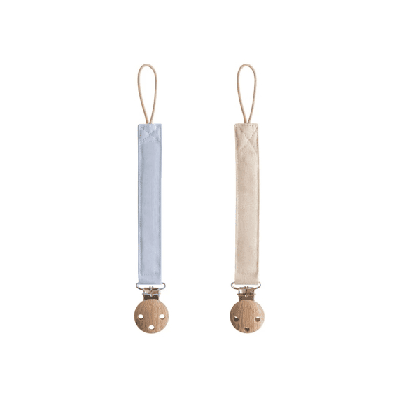 Mushie Fopspeenkoord Linnen 2-pack Powder Blue/shifting Sand