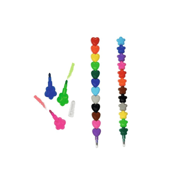 Stapel Kleurpotloden Regenboog Hart/ster Assortiment
