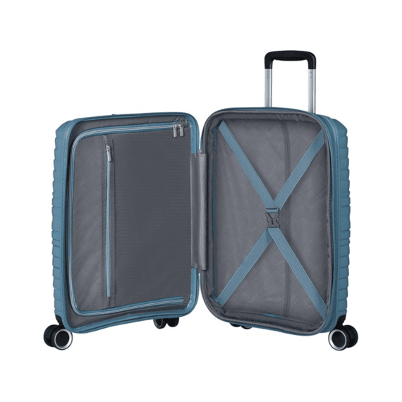 American Tourister Handbagagekoffer Flytwist Spinner 55 cm Uitbreidbaar TSA Storm Blue