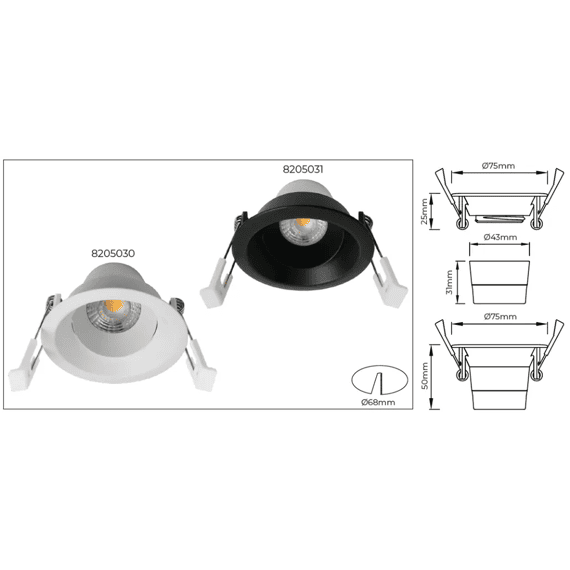 Fantasia Deep Deco Led Inbouwspot Richtbaar Wit