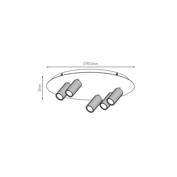 Fantasia Oryx 3+2 Ronde Basis Ø450 Mm Mr11 Bulb (excl) Zwart + Gold