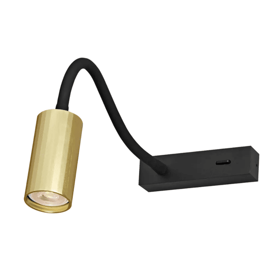 Fantasia Oryx Wandlamp Flexible, On/off Switch, Mr11 Bulb (excl) Zwart + Gold