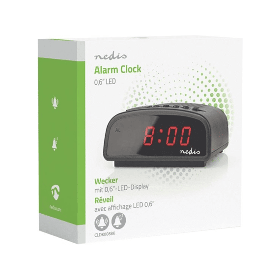 Nedis Wekkerradio Digitaal Led Met Snoozefunctie Zwart
