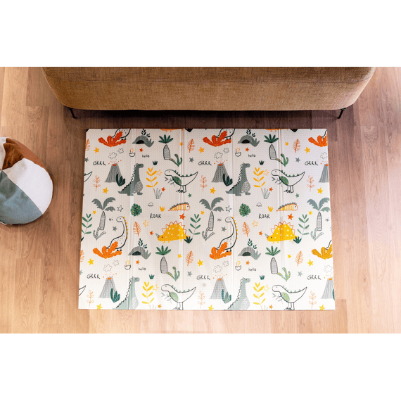 Family Nation Montessori  2-in-1 Opvouwbare Speelmat Omkeerbaar En Zacht Dino Friends 180x150cm