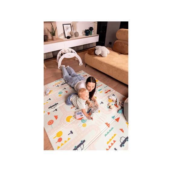 Family Nation Montessori  2-in-1 Opvouwbare Speelmat Omkeerbaar En Zacht Dino Friends 180x150cm