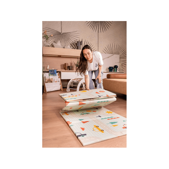 Family Nation Montessori  2-in-1 Opvouwbare Speelmat Omkeerbaar En Zacht Dino Friends 180x150cm