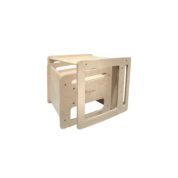 Family Nation Montessori Tafel En Stoelset-natuurlijk Berkenhout-groeit Met Je Kind Mee