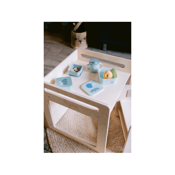 Family Nation Montessori Tafel En Stoelset-natuurlijk Berkenhout-groeit Met Je Kind Mee