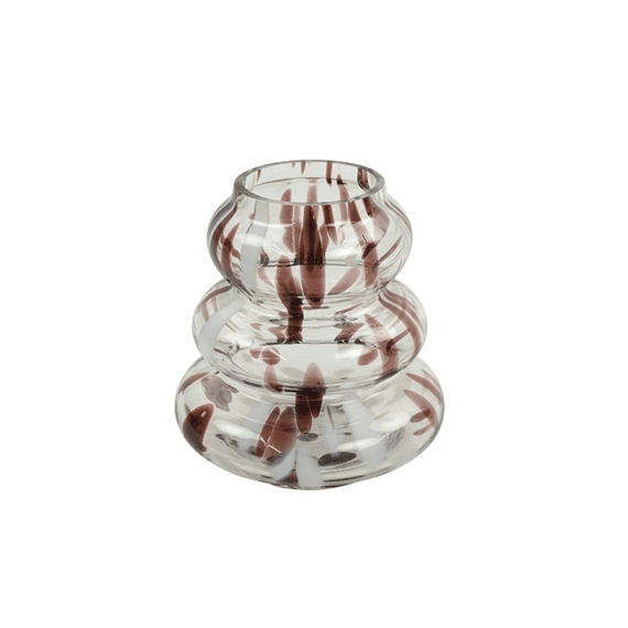 Theelichthouder Gitty S 9x9x10cm Helder/bruin