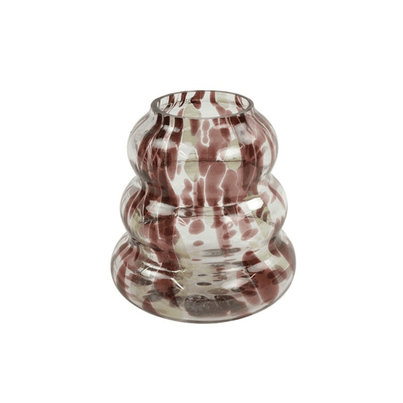 Theelichthouder Gitty M 11x11x11,5cm Helder/bruin