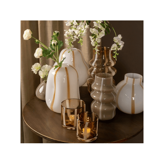 Theelichthouder Rond Sweet-sue L 12x12x12cm Bruin