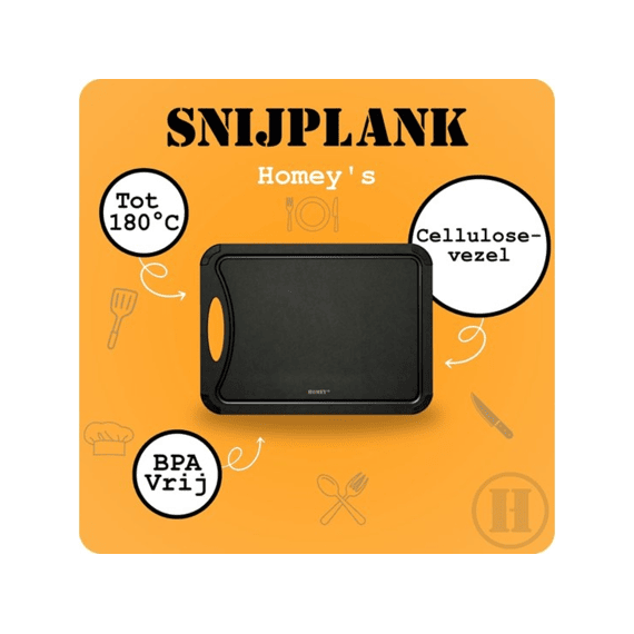 Homeys Tools For Life Fibr Snijplank Zwart 44x32,5cm