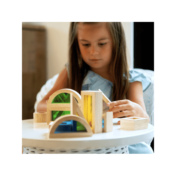 Sense2play Lumi Sky Houten Regenboog Raamblokken 24 Stuks