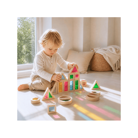 Sense2play Lumi Sky Houten Regenboog Raamblokken 24 Stuks