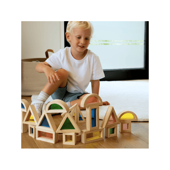Sense2play Lumi Sky Houten Regenboog Raamblokken 24 Stuks