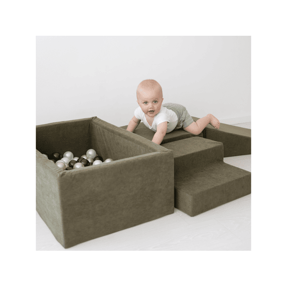Sense2play 4-in-1 Schuim Speelset Met Ballenbad Ribfluweel Groen