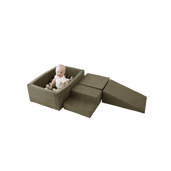 Sense2play 4-in-1 Schuim Speelset Met Ballenbad Ribfluweel Groen