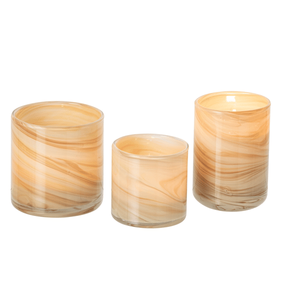 J-line Theelichthouder Marmer Glas Small Beige