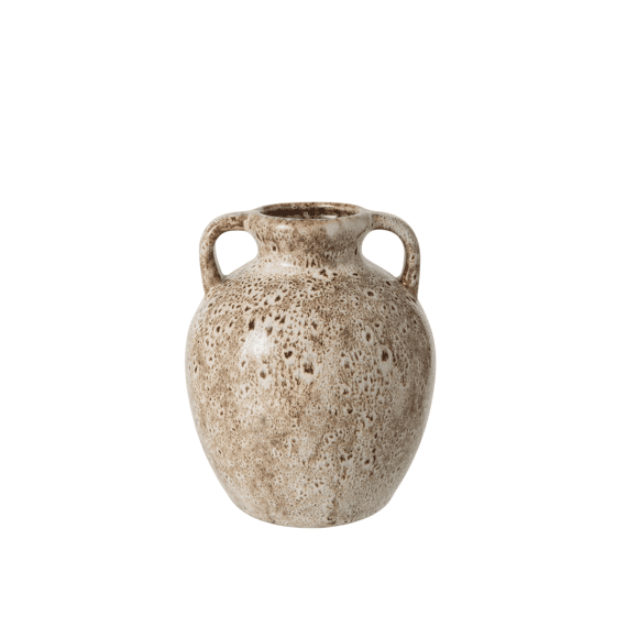 J-line Vaas 2 Handvaten Porselein 14x14x16.5cm Taupe