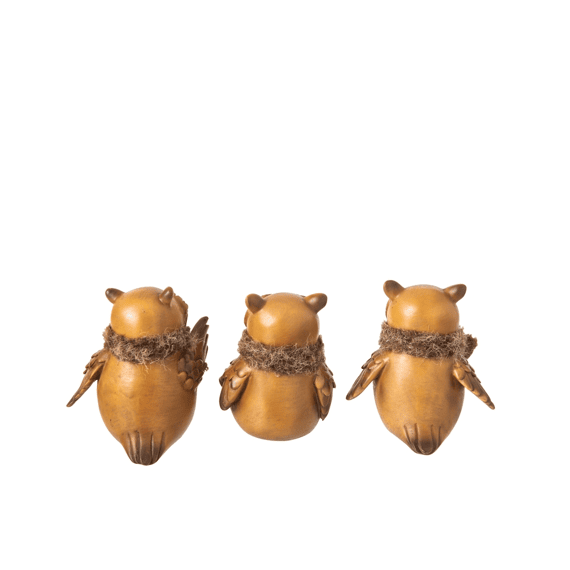 J-line Uil Sjaal Polyresin Small 9.5x8x10.5cm Beige/bruin 3ass.