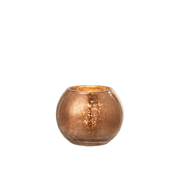 J-line Windlicht Bol Glas Small 12x12x9.5cm Bruin