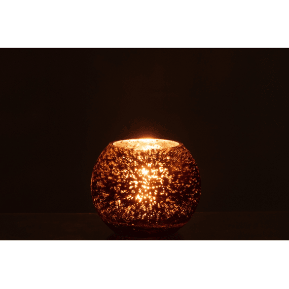 J-line Windlicht Bol Glas Small 12x12x9.5cm Bruin