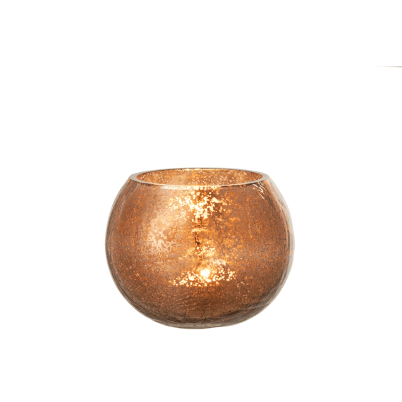 J-line Windlicht Bol Glas Medium 15x15x12cm Bruin