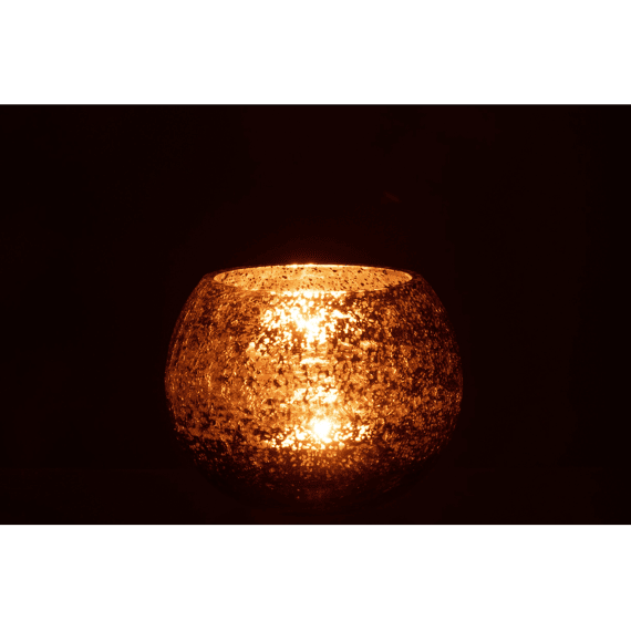 J-line Windlicht Bol Glas Medium 15x15x12cm Bruin