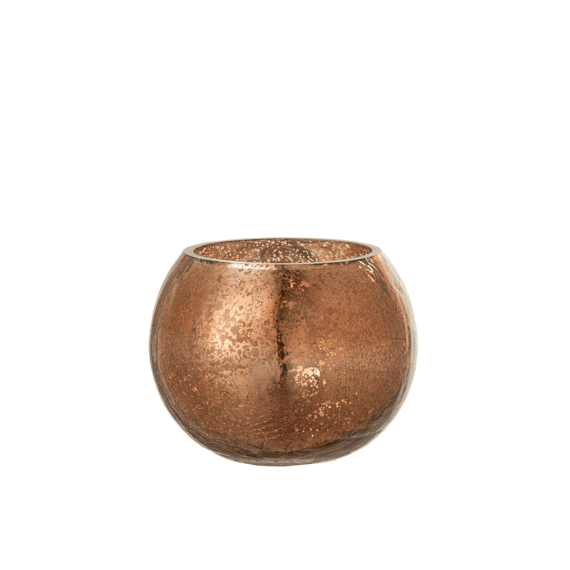 J-line Windlicht Bol Glas Medium 15x15x12cm Bruin