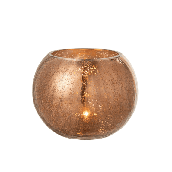 J-line Windlicht Bol Glas Large 20x20x16cm Bruin