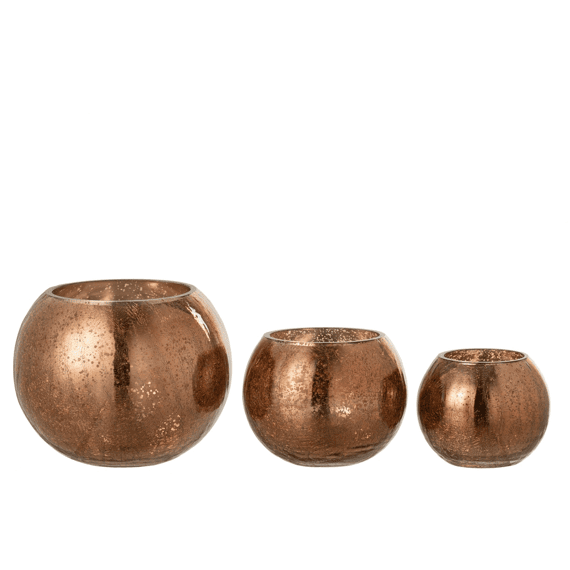 J-line Windlicht Bol Glas Large 20x20x16cm Bruin