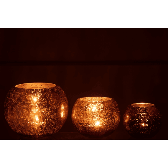 J-line Windlicht Bol Glas Large 20x20x16cm Bruin