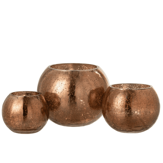J-line Windlicht Bol Glas Large 20x20x16cm Bruin