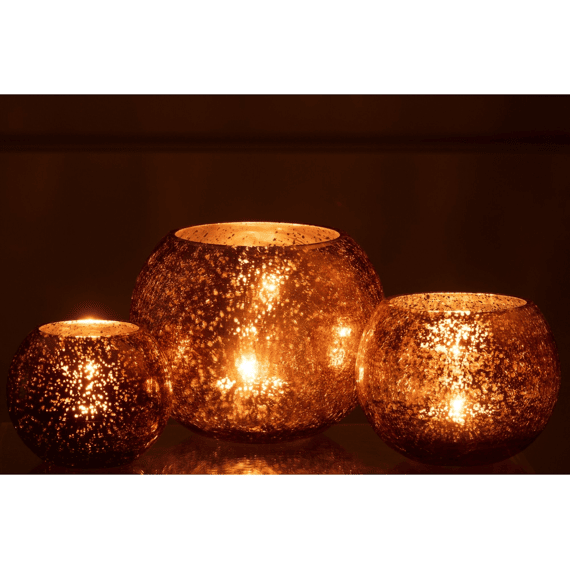 J-line Windlicht Bol Glas Large 20x20x16cm Bruin