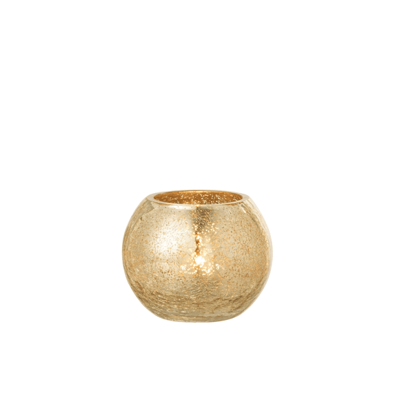 J-line Windlicht Bol Glas Gou Small 12x12x9.5cm Goud