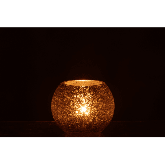 J-line Windlicht Bol Glas Gou Small 12x12x9.5cm Goud