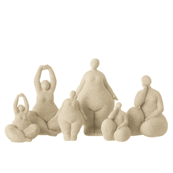 J-line Vrouw Modern Resine Large 17.5x15x24.5cm Beige 3 Assortiment