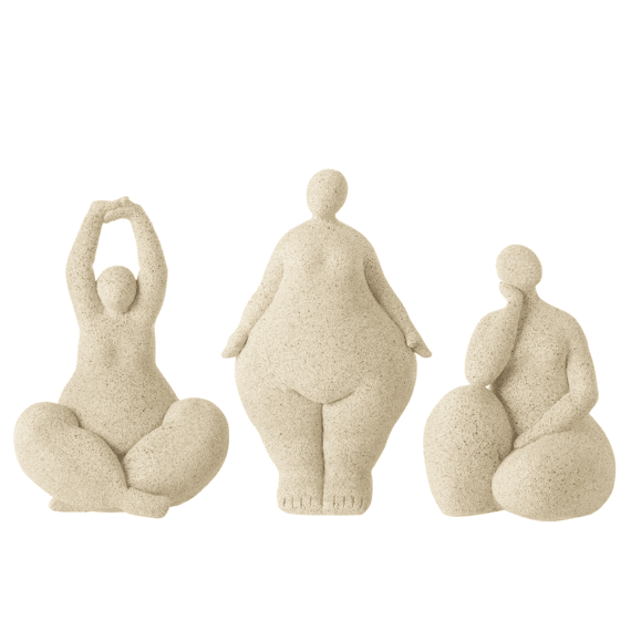 J-line Vrouw Modern Resine Large 17.5x15x24.5cm Beige 3 Assortiment