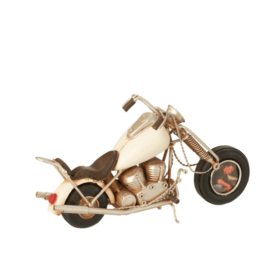 J-line Moto Antiek Metaal 28.5x9x15cm Gebroken Wit