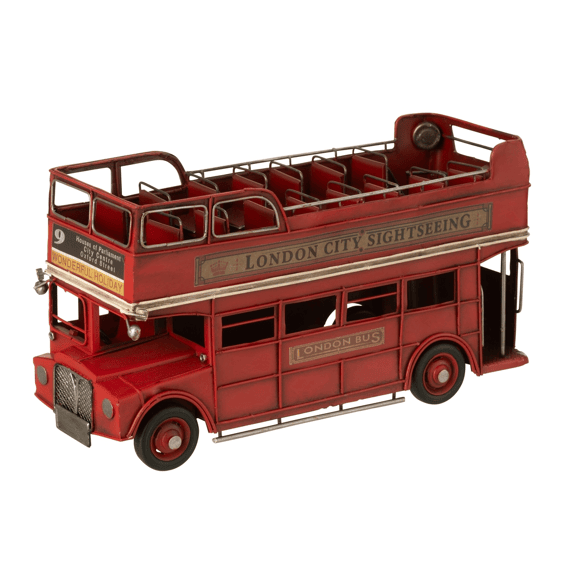 J-line Bus Antiek Metaal 32x12x17cm Rood