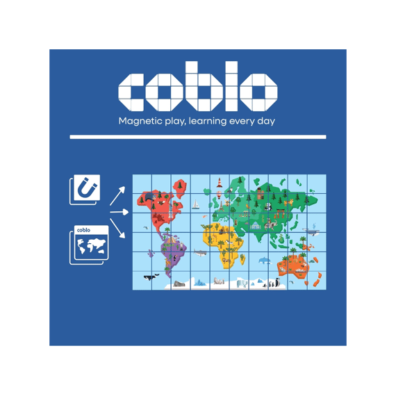 Coblo Magnetische Toppers Wereldkaart 60stuks