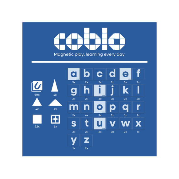 Coblo Magnetische Tegels Mini 40stuks Met 60 Toppers Letters