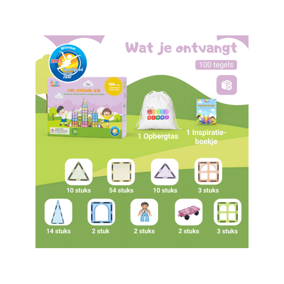 Gladi Magnetische Tegels Pastel 100stuks