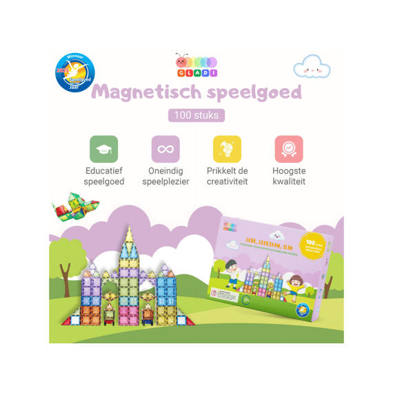 Gladi Magnetische Tegels Pastel 100stuks