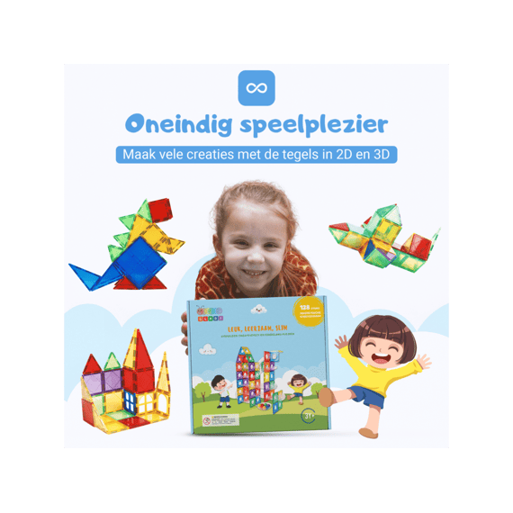 Gladi Magnetische Tegels Knikkerbaan 128stuks