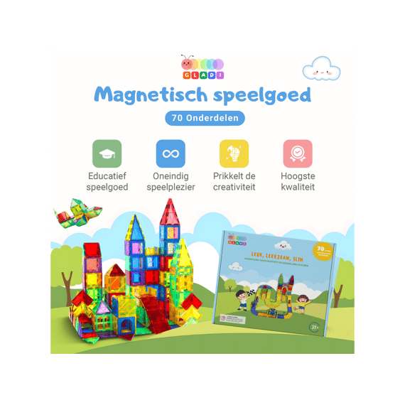 Gladi Magnetische Tegels Racebaan 70stuks