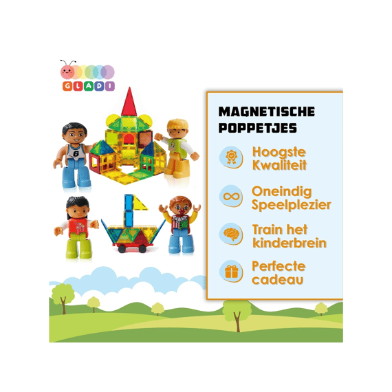 Gladi Uitbreidingsset Magnetische Poppetjes 4stuks